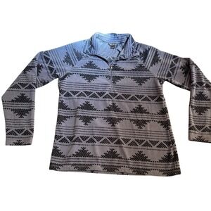 Eddie Bauer Womens Fleece Pullover Aztec Geometric Quarter Zip Medium